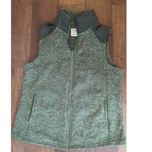 Faded‎ Glory Women's Green Heathered Fleece Vest Zip Up Size L